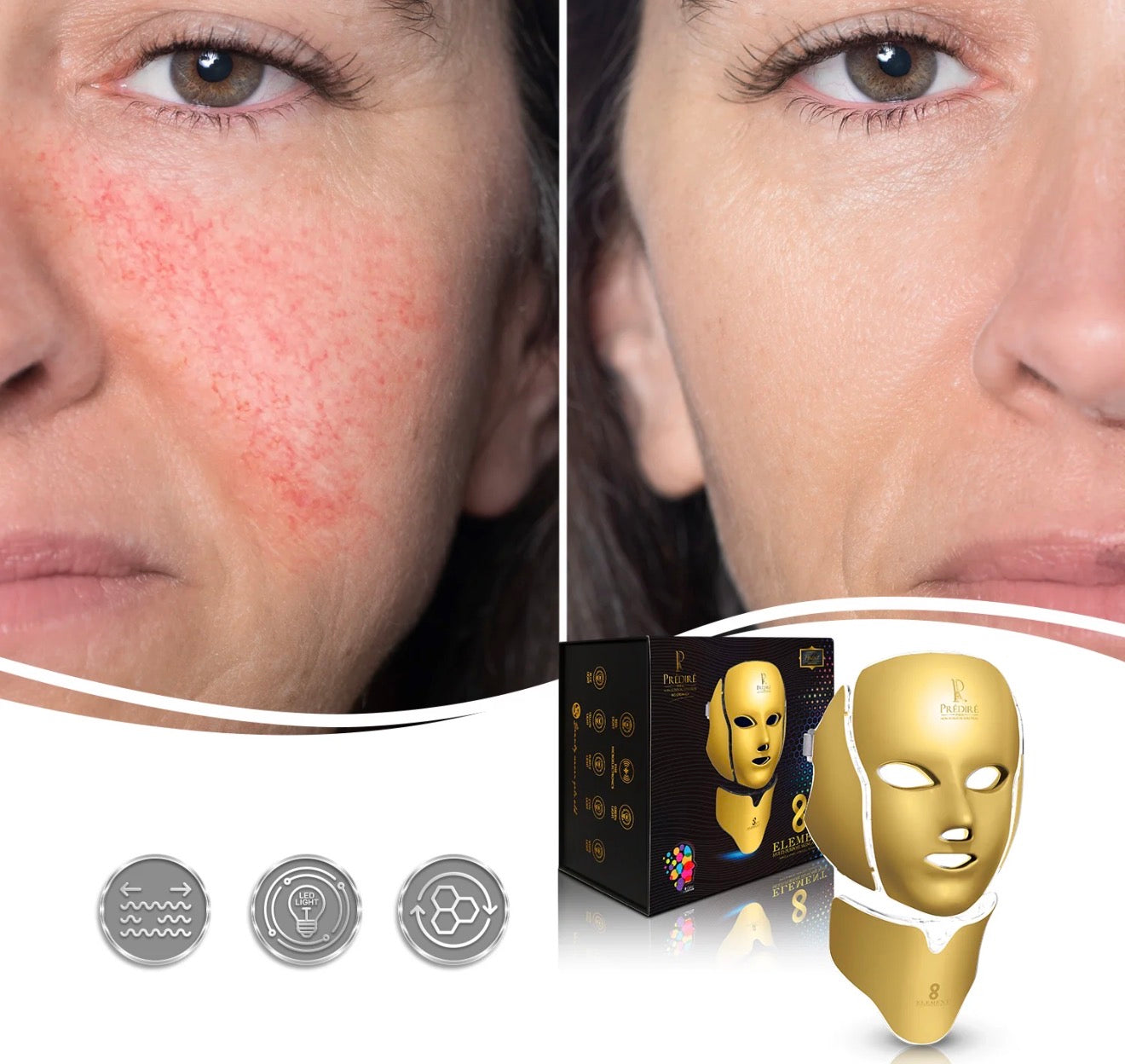 PREDIRE PARIS
8 Element Multi-Purpose Skincare Mask (GOLD) | Non-Surgical Solution LED Treatment