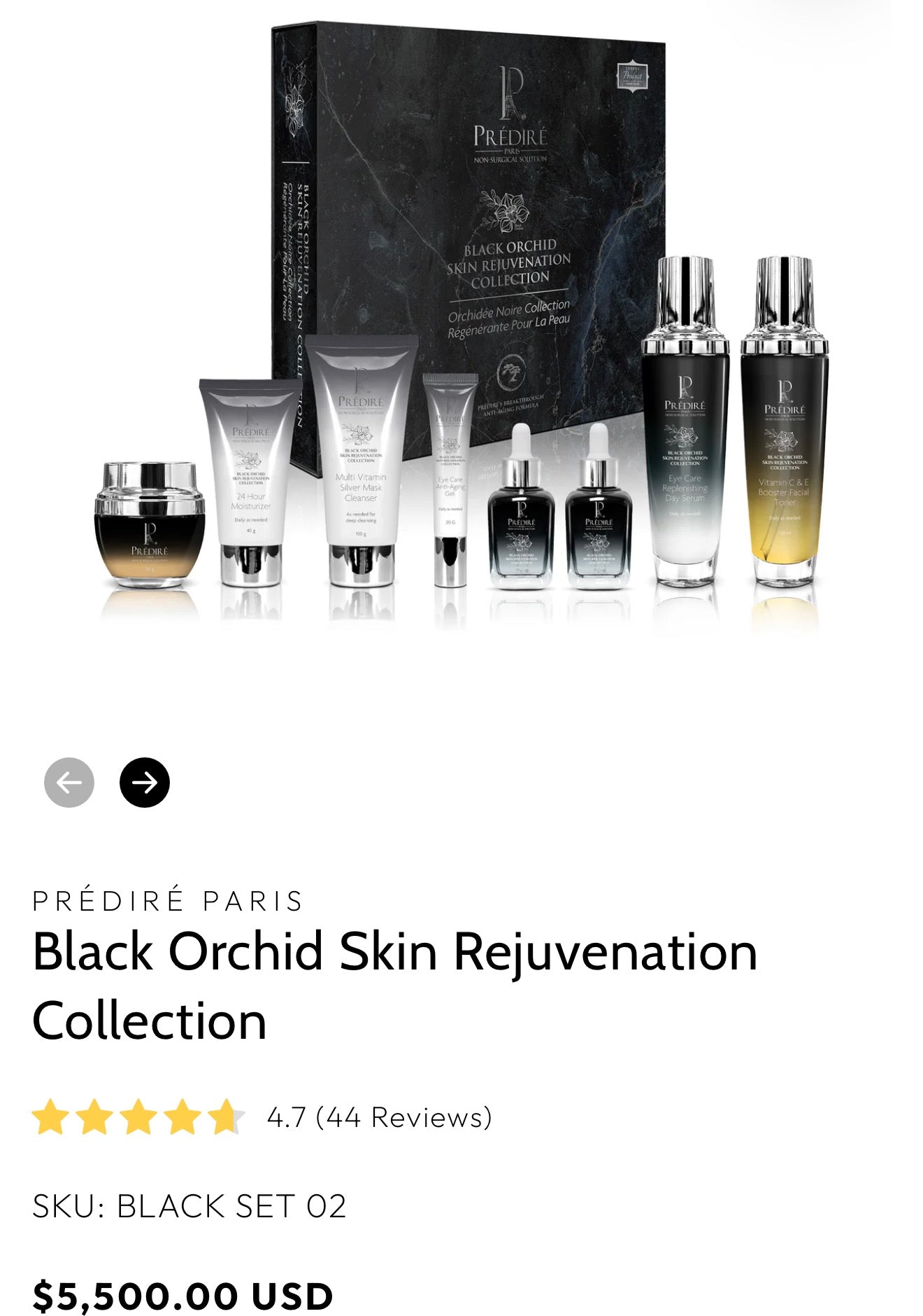 PRÉDIRÉ PARIS
Black Orchid Skin Rejuvenation Collection